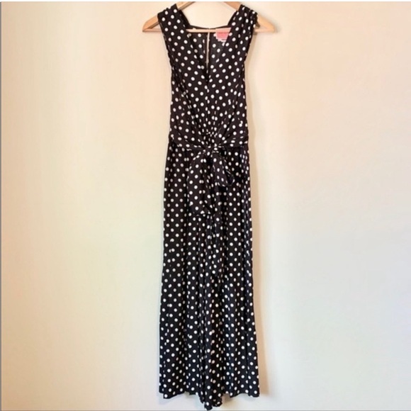 Kate Spade | Lia Black Polka Dot Jumpsuit with tie belt wide leg cropped - Picture 6 of 10